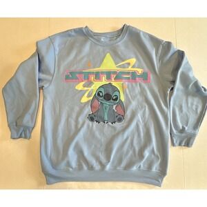 Disney Stitch Sweatshirt Pull Over Light Blue Unisex Size Xl